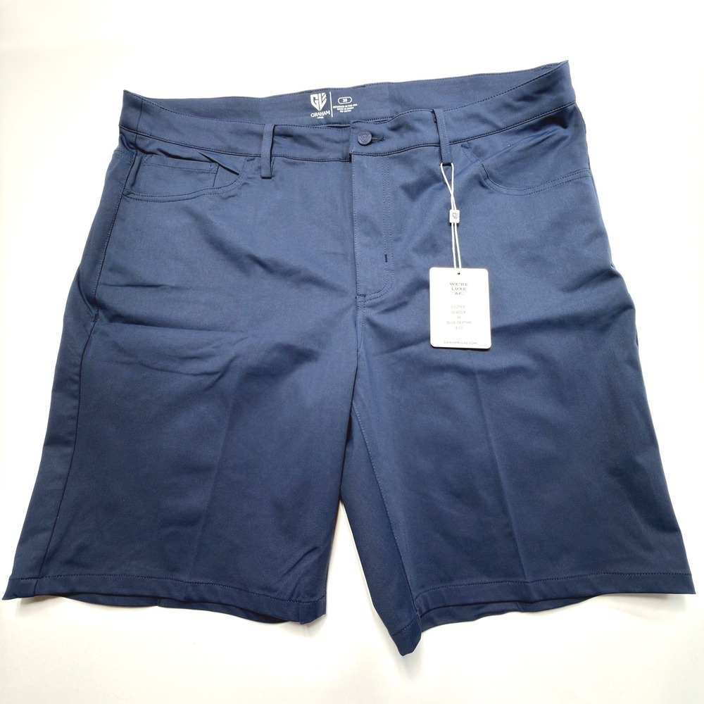 Graham Luxe Cooper Performance Golf Shorts Men's 38 Blue Depths NWT GL40224